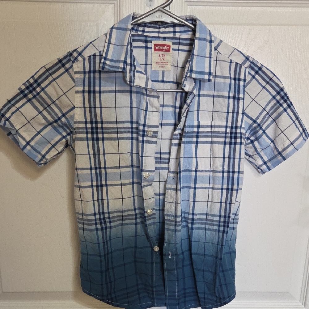 Wrangler Blue Gradient Plaid Shirt
